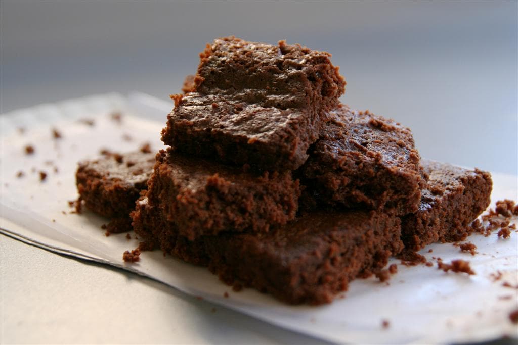 Squares of black bean fudge brownie