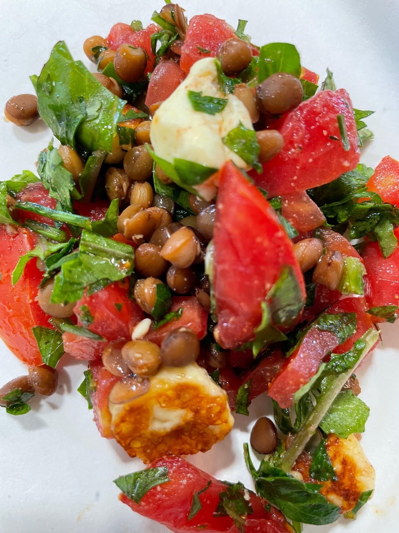 A herby haloumi salad