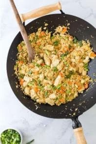 Fried cauliflower rice with egg and vegetables