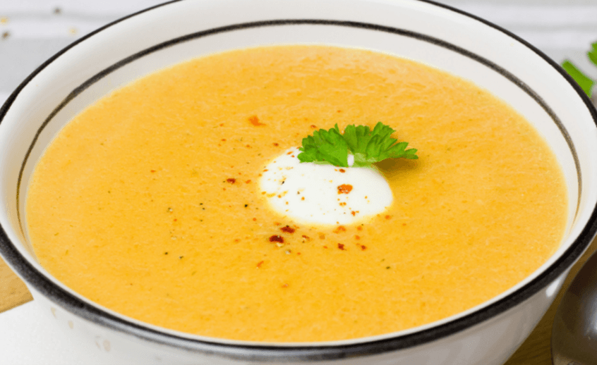 A bowl of pumpkin soup